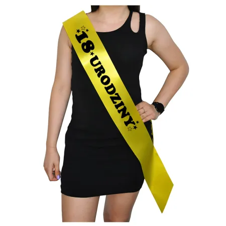 Szarfa ŻÓŁTA Osiemnastka 18 Urodziny